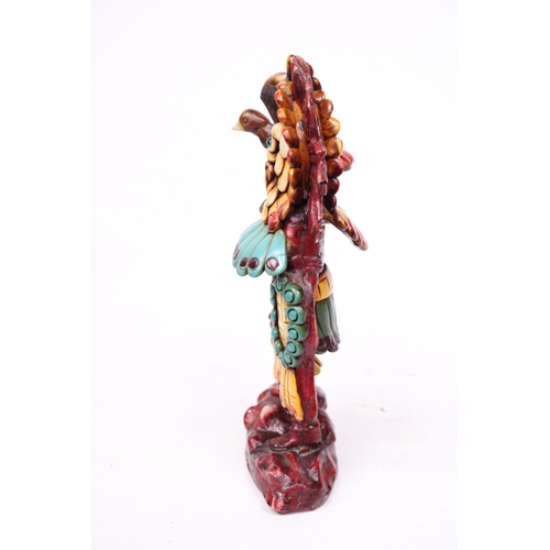 418 - AN AZTEC FIGURE WITH SEMI-PRECIOUS STONES