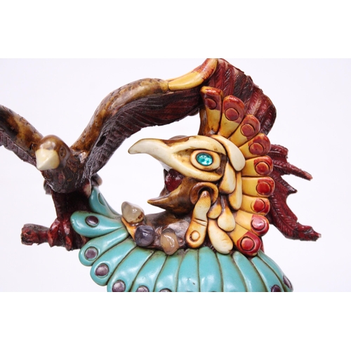 418 - AN AZTEC FIGURE WITH SEMI-PRECIOUS STONES