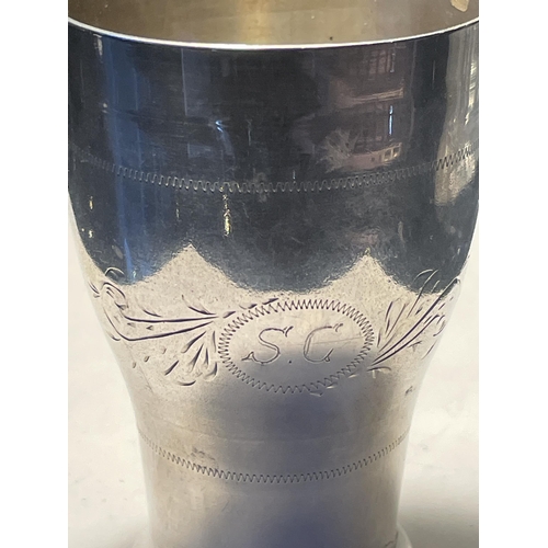 607 - A CONTINENTAL SILVER BEAKER GROSS WEIGHT 112.4 GRAMS