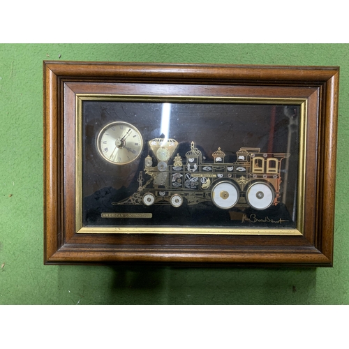 1286 - A FRAMED 'AMERICAN LOCOMOTIVE' CLOCK