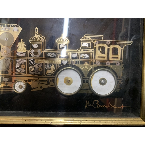 1286 - A FRAMED 'AMERICAN LOCOMOTIVE' CLOCK