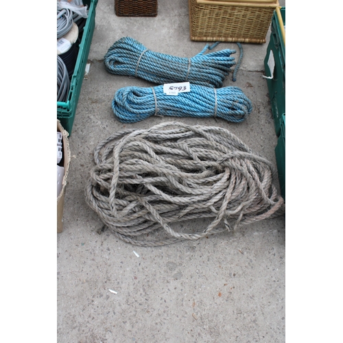 1703 - THREE VARIOUS LENGTHS OF ROPE