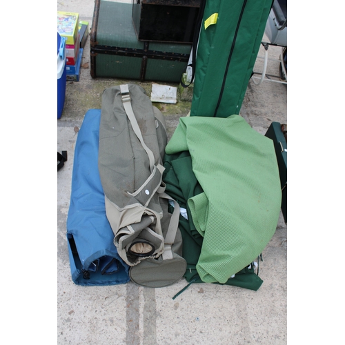 1987 - A LARGE FOLDING GAZEBO WITH CARRY CASE AND THREE FOLDING CAMPING CHAIRS