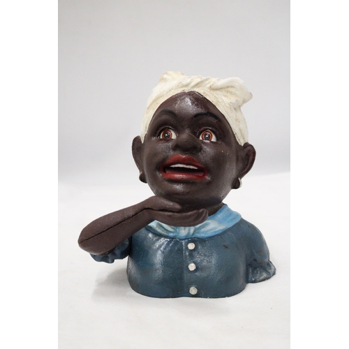 287 - A VINTAGE CAST IRON AFRICAN AMERICAN MECHANICAL BANK