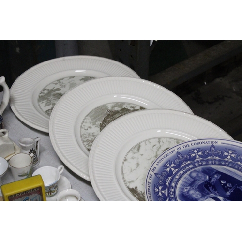 1275 - A MIXED LOT OF CERAMICS TO INCLUDE SPODE LARGE WARING AND GILLOW BOWLS, CABINET PLATES, SMALL CUPS A... 