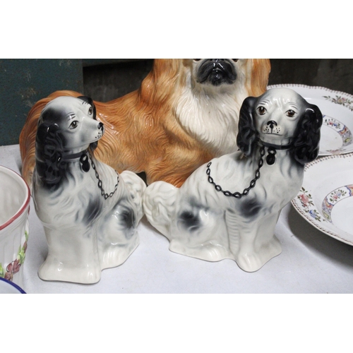 1277 - A LARGE CERAMIC MODEL OF A PEKINESE DOG, HEIGHT 25CM, LENGTH 38CM