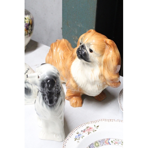 1277 - A LARGE CERAMIC MODEL OF A PEKINESE DOG, HEIGHT 25CM, LENGTH 38CM