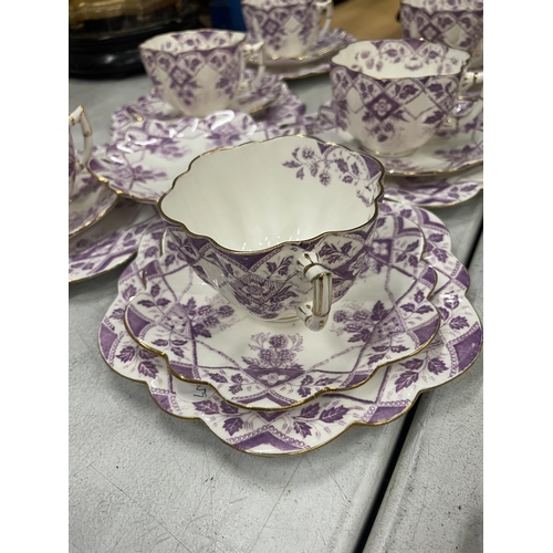 45 - A SET OF SIX FOLEY TRIOS AND A SPARE SAUCER PATTERN BLACKBERRIES NO. 233180