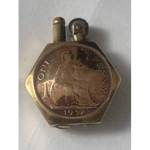 476 - A 1937 ONE PENNY TRENCH ART LIGHTER