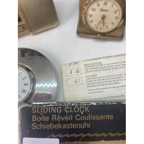 474 - THREE VINTAGE TRAVEL CLOCKS