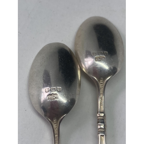 482 - TWO HALLMARKED BIRMINGHAM SILVER SPOONS GROSS WEIGHT 25.7 GRAMS