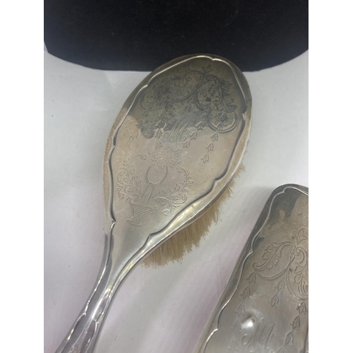 485 - TWO HALLMARKED SILVER BRUSHES TO INCLUDE A HAIRBRUSH AND CLOTHES BRUSH