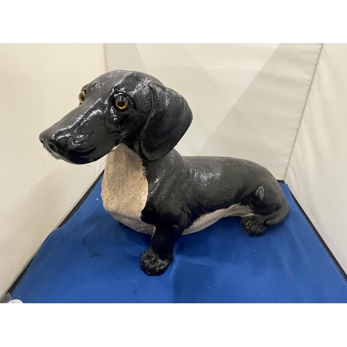 85A - A LARGE FIGURE OF A DACHSHUND APPROXIMATELY 36CM IN LENGTH