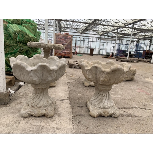 207 - TWO DECORATIVE CONCRETE PLANTERS APPROX 48CM IN HEIGHT NO VAT TO BE SOLD FOR THE TWO