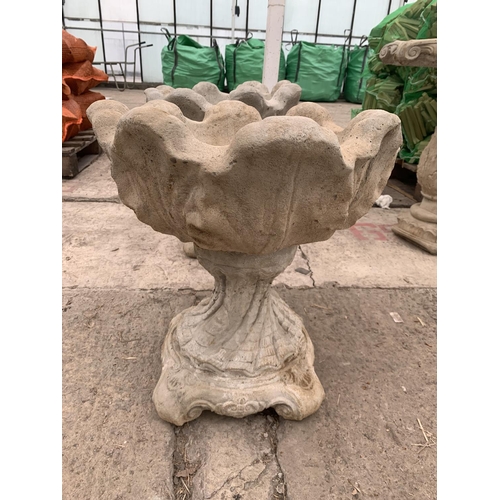 207 - TWO DECORATIVE CONCRETE PLANTERS APPROX 48CM IN HEIGHT NO VAT TO BE SOLD FOR THE TWO