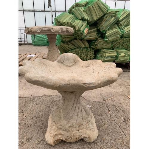 208 - ONE DECORATIVE CONCRETE BIRD BATH APPROX 40CM IN HEIGHT NO VAT