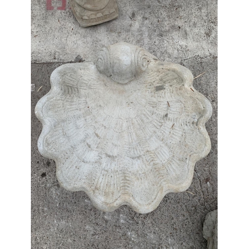 208 - ONE DECORATIVE CONCRETE BIRD BATH APPROX 40CM IN HEIGHT NO VAT