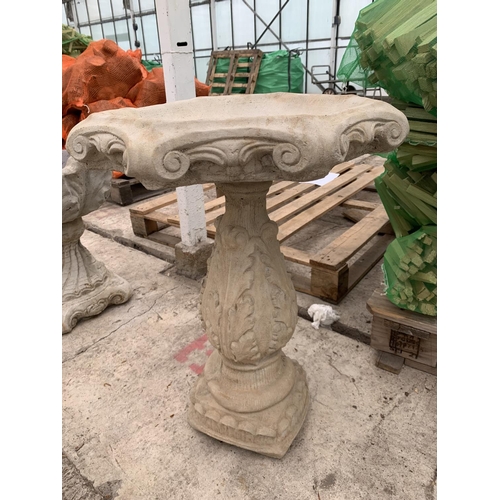 209 - ONE DECORATIVE CONCRETE BIRD BATH APPROX 48CM IN HEIGHT NO VAT