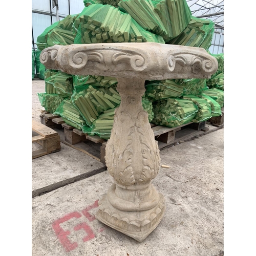 209 - ONE DECORATIVE CONCRETE BIRD BATH APPROX 48CM IN HEIGHT NO VAT