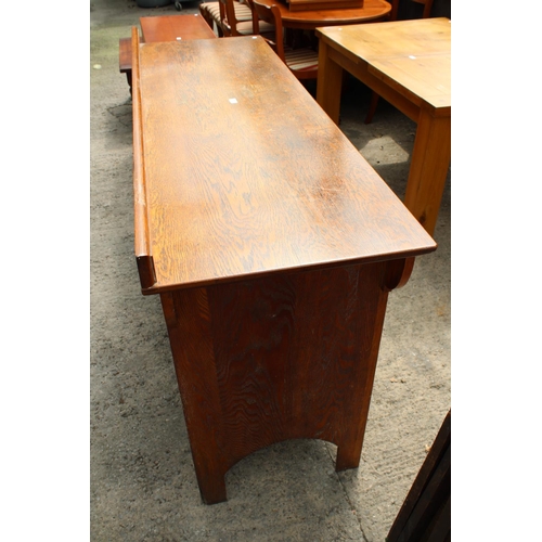 3132 - AN ART NOUVEAU OAK SIDEBOARD WITH CENTRAL EMBOSSED COPPER PANEL - 66