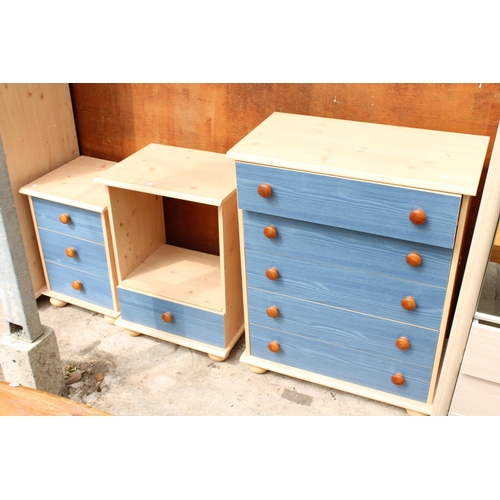 3136 - A MODERN TWO DOOR WARDROBE, CHEST OF DRAWERS AND TWO BEDSIDES