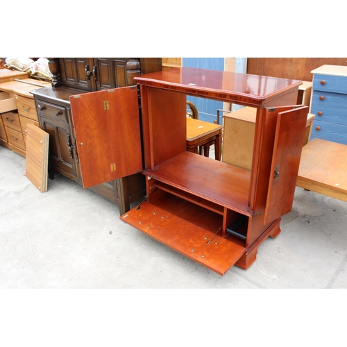 3156 - A YEW WOOD TV CABINET