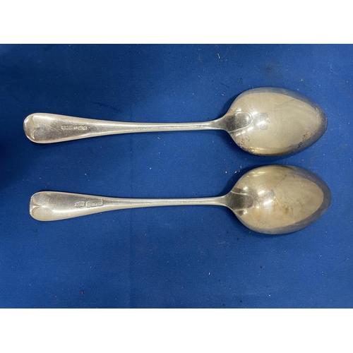 86 - TWO HALLMARKED SHEFFIELD SILVER SERVING SPOONS WEIGHT 166.68G