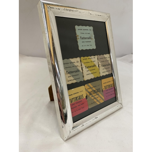 152 - A COLLECTION OF FRAMED, EPSOM, RACING PASSES, 1949-1954