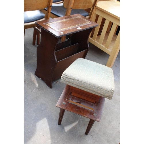 2849 - A MODERN MAGAZINE RACK / TABLE AND MID CENTURY 'COMFIE' METAMORPHIC STOOL BY LE.GREST AND CO, LONDON