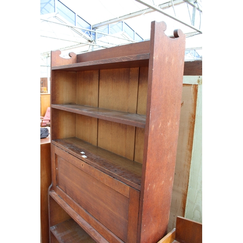 2890 - AN EARLY 20TH CENTURY OAK BUREAU BOOKCASE, 39