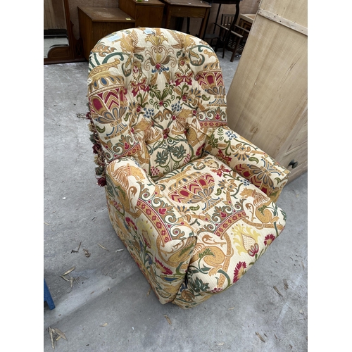 3050 - A MODERN FLORAL EASY CHAIR