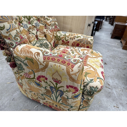 3050 - A MODERN FLORAL EASY CHAIR