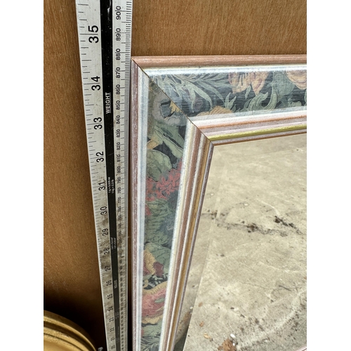 3085 - A RECTANGULAR FLORAL FRAMED MIRROR