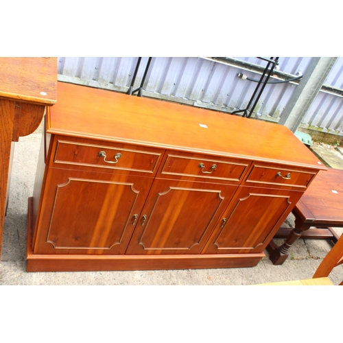 3131 - A MODERN YEW WOOD SIDEBOARD - 52