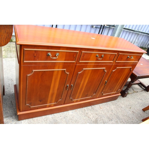 3131 - A MODERN YEW WOOD SIDEBOARD - 52