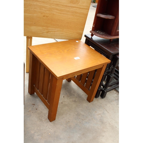 3143 - A NEST OF THREE TABLES, FOLDING TABLE, WALL CABINET AND SMALL TABLE