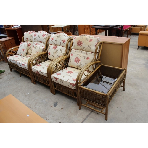 3154 - A MODERN BAMBOO AND WICKER 4 PIECE SUITE