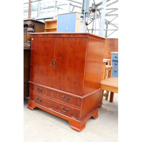 3156 - A YEW WOOD TV CABINET