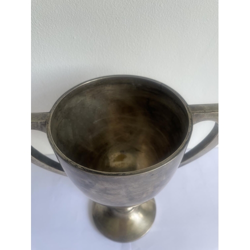 1 - A HALLMARKED BIRMINGHAM SILVER TROPHY GROSS WEIGHT 689 GRAMS HEIGHT 23CM