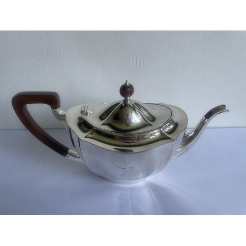 2 - A HALLMARKED BIRMINGHAM SILVER TEAPOT, SUGAR BOWL AND MILK JUG GROSS WEIGHT 996 GRAMS