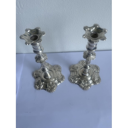 3 - A PAIR OF DECORATIVE HALLMARKED BIRMINGHAM SILVER CANDLESTICKS GROSS WEIGHT 450 GRAMS