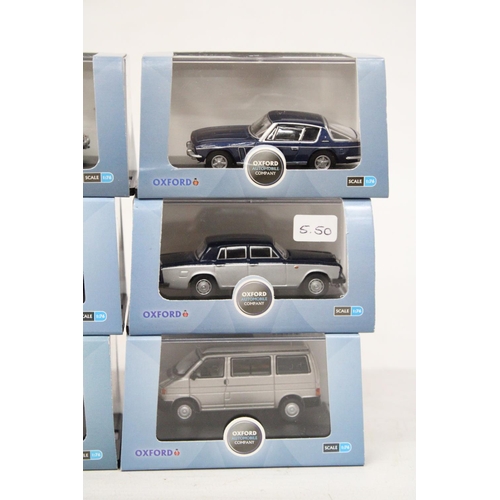 332 - SIX VARIOUS AS NEW AND BOXED OXFORD AUTOMOBILE COMPANY VEHICLES