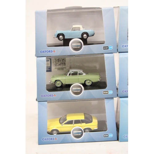 342 - SIX VARIOUS AS NEW AND BOXED OXFORD AUTOMOBILE COMPANY VEHICLES