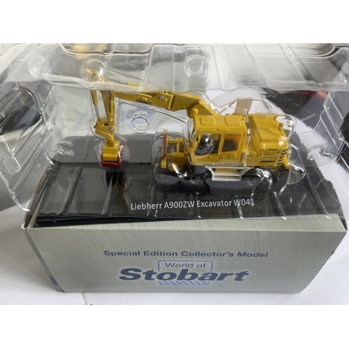 376 - FIVE BOXED STOBART MODELS OF VARIOUS EXCAVATORS SOME THREE WITH COA