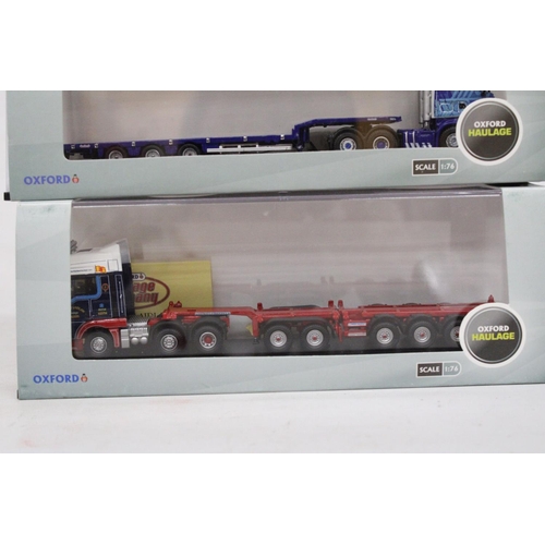 403 - THREE AS NEW AND BOXED OXFORD HAULAGE WAGONS