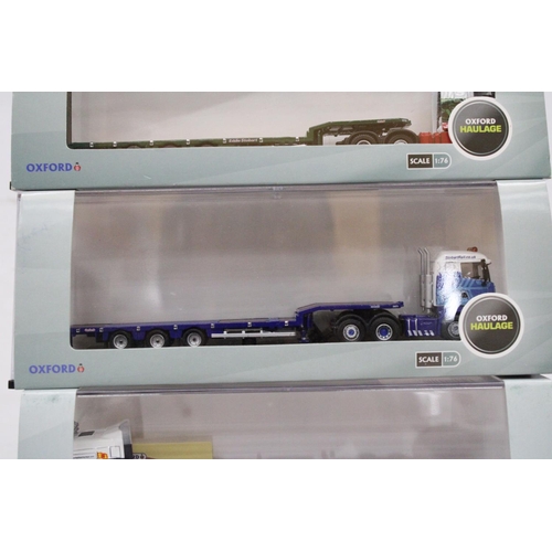 403 - THREE AS NEW AND BOXED OXFORD HAULAGE WAGONS