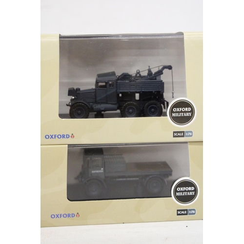 408 - FOUR AS NEW AND BOXED OXFORD MILITARY VEHICLES