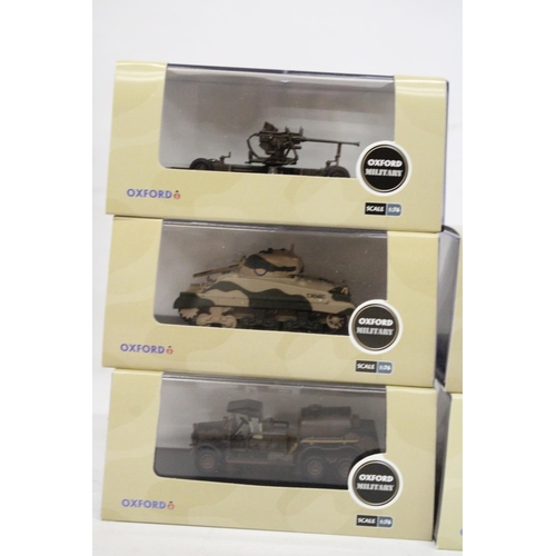 409 - FIVE AS NEW AND BOXED OXFORD MILITARY VEHICLES