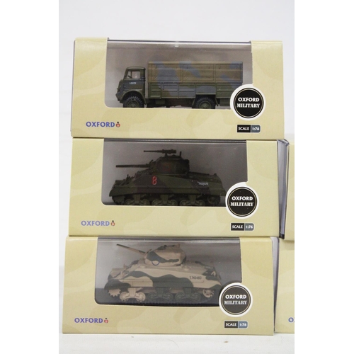 410 - FIVE AS NEW AND BOXED OXFORD MILITARY VEHICLES