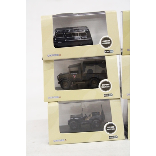 412 - SIX AS NEW AND BOXED OXFORD MILITARY VEHICLES